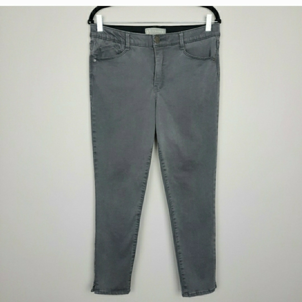 Wit & Wisdom Gray Comfort Waist Skinny Leg Ankle Length Twill Pants size 8 Woman